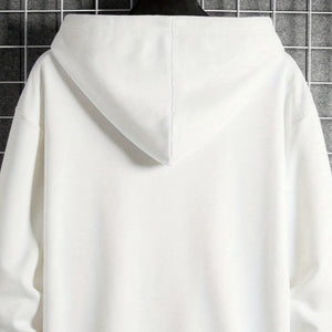 Men's Casual Geometric Pattern Hooded Sweater With Bag