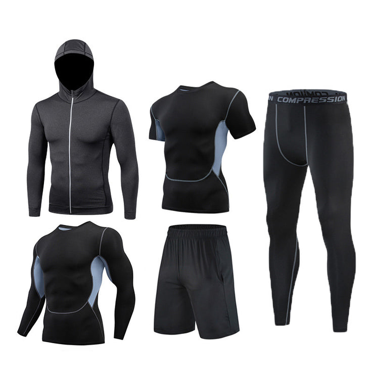 Sports Suit Men's Long-sleeved Trousers Gym Suit Running Training Sports Fitness Tight