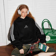 Retro Sports Raglan Striped Hooded Sweater For Women