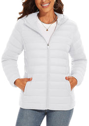 Hooded Down Jacket Zipper Winter Warm Coat Jacket