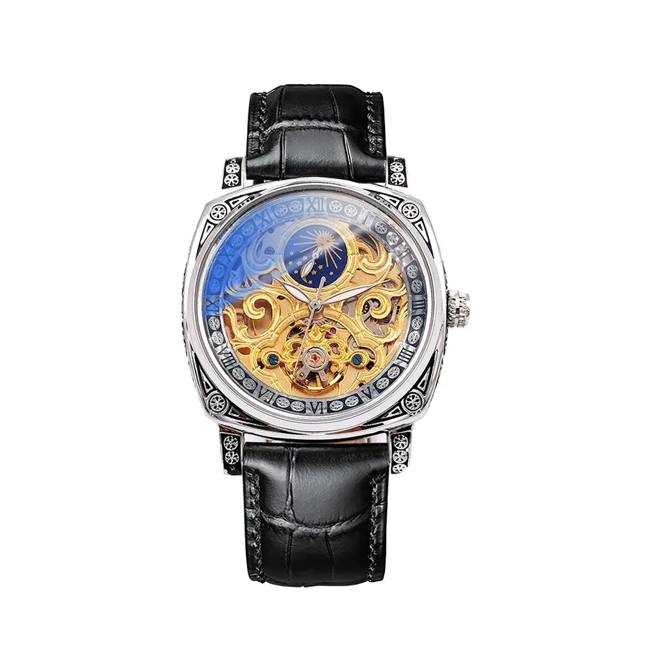 Augulas Men's Automatic Luminous Leather Watch