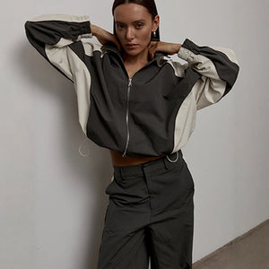 Drawstring Sports Jacket Trousers Suit Women