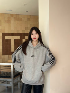 Retro Sports Raglan Striped Hooded Sweater For Women
