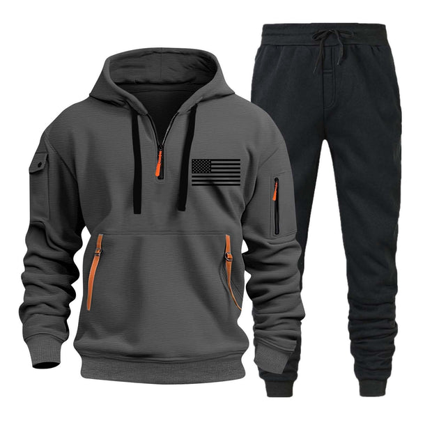 Autumn And Winter Sweater Hoodie Zipper Multi-pocket Pullover