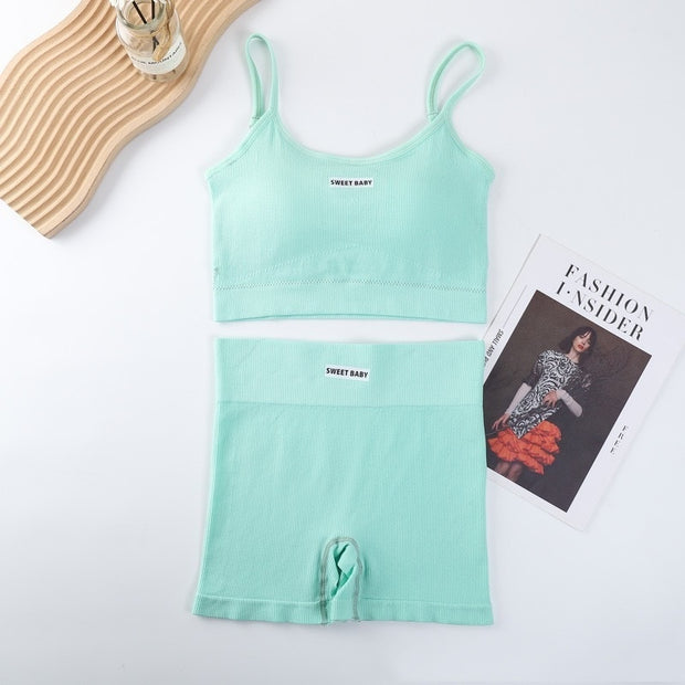 New High Waist Peach Yoga Suit Women