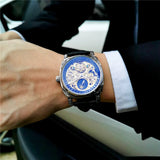 Augulas Men's Automatic Luminous Leather Watch