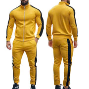 Autumn And Winter Two-piece Set Contrast Color Stand-up Collar Casual Sports Jacket Sweater Men's Suit