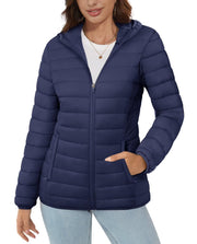 Hooded Down Jacket Zipper Winter Warm Coat Jacket